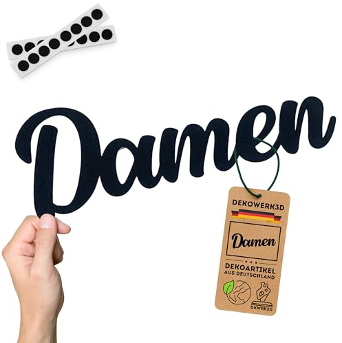 DKWRK3D Damen WC Türschild Klebend - Kunststoff Badezimmer Deko - Frauen Toilette Schild - Gäste Bad Schilder - Toilettenschild - Türschilder - Aufkleber Toilettentür - Mann & Frau - Türaufkleber (L)