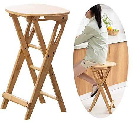 Klappbare Barhocker aus massivem Holz, Hocker in Thekenhöhe, Esszimmerstuhl mit Rückenlehne und Fußstütze für die Küchentheke zu Hause, Barhocker, Küchentheke, hoher Hocker, tragbare Barhocker aus