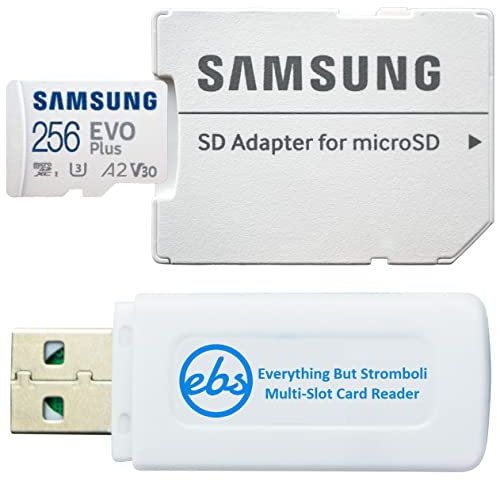 Samsung Memory Card EVO Plus w/SD Adapter 256GB Micro SDXC for Samsung Phone Models Galaxy A15 5G, A25 5G, A35 5G, A55 5G (MB-MC256SA) Bundle with 1 Everything But Stromboli MicroSD Card Reader
