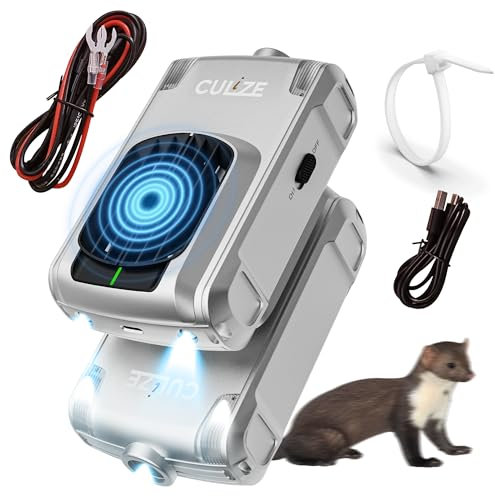 CULiZE Spaventapasta per martore 3 in 1 con ultrasuoni & effetto di assuefazione per circa 100 m². Repellente per martore con sensore a infrarossi e protezione tripla per auto, soffitta, casa, garage