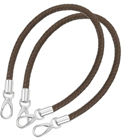 QUARKZMAN Taschenhenkel Lederriemen für Taschen, 2 Stück 60cm PU Taschengurt mit Metallschnallen Taschengriffe für Geldbörse Häkeltaschen Handtaschen (Dunkelbrauner Gurt + Silberne Schnalle)