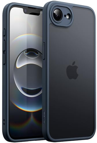 JETech Coque Mate pour iPhone 17e (2026) / iPhone 16e, Protection Antichoc de Qualité Militaire Contre Les Chutes, Étui Housse Arrière Translucide Givrée, Anti-Traces de Doigts (Bleu Orage)