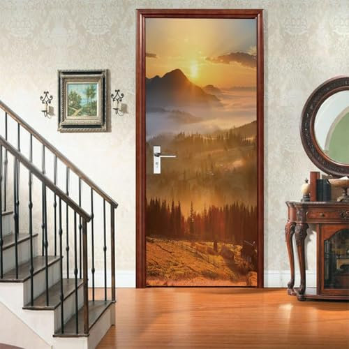 Türbekleben Sonnenuntergang Natur Türtapete, Selbstklebend TürPoster Sonnenuntergang Natur Türbilder, 3D Fototapete Türfolie Poster Tapete Türaufkleber Tür Tapeten 88 x 200 cm q1139