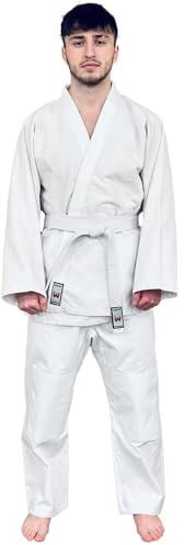 ARIMA Judo Gi Uniform for Kids, Youth & Adults – 400g Pre-Shrunk Cotton with Reinforced Pants & White Belt – Beginner & Intermediate Martial Arts Suit - 130 cm