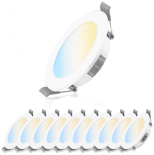 Cinsenten LED Einbaustrahler Dimmbar 4W 230V 68-750mm Lochmaß, LED Spot Warmweiß Neutralweiß Kaltweiß Verstellbar, Deckenspot Einbauspot IP44 Wasserdicht Ultra Slim, 88mm 10er Pack