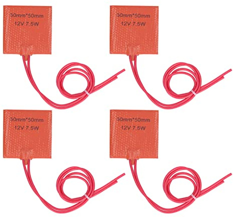 Klanata 4 Pcs Automotive Silicone Heater Pads Set for Oil Pan/Battery/Engine Block, 2x2in Self-Adhesive Engine Block Heater Pad with Long Power Cord, 7.5W 12V