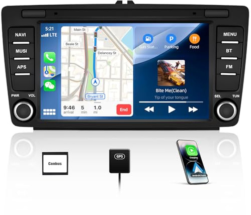 CAMECHO [4G+64G] Android 13 Autoradio per Skoda Octavia II Superb Octavia Yeti Rapid con Wireless Carplay Navi, 8 Pollici Stereo 2 Din con DSP Bluetooth 5.0 WiFi Android Auto Mirror Link 32EQ+Canbus