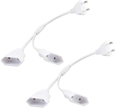 CYIOU 2 Pezzi Cavo di Estensione Doppia Presa Europea Spina Piatta 30cm 2 in 1 Cavo di Prolunga con Spina per Pesa IP20 2.5A/250V per Casa Ufficio Viaggio