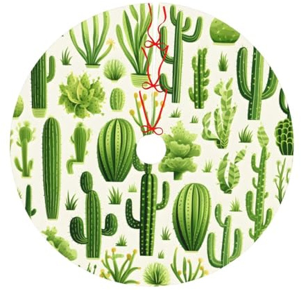 Mexpekil Jupe de sapin de Noël - 91,4 cm - Vert cactus - Tapis rond pour décorations de Noël