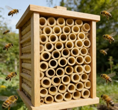 50PCS11MM/Bambusrohr für Bienenhaus | Insektenhotel für Bienen, Schmetterling, Insekten, kinderfreundlich, wetterbeständig, hängendes Bienenhotel, Bambus-Nistlebensraum, Insektenhaus, Gartendekoration