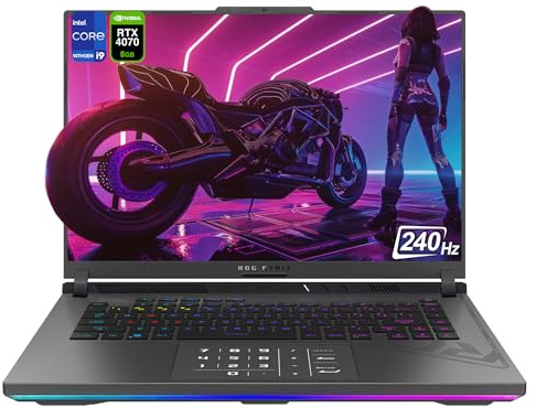 ASUS ROG Strix 16 Gaming Laptop, Intel Core i9-14900HX, 64 GB DDR5 RAM, 2 TB PCIe SSD, 16 WUXGA (1920x1200) IPS 165 Hz Display, Nvidia GeForce RTX 4070, QWERTZ RGB Tastatur, Windows 11 Home, Grau