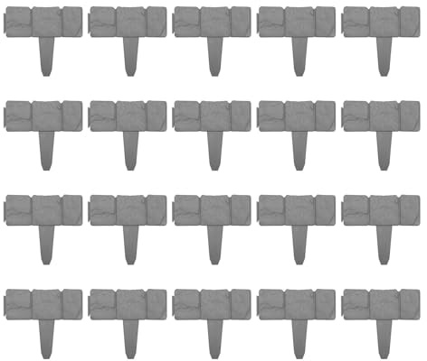 Lot de 5/10/20 bordures de jardin, aspect pierre, clôture décorative pour parterre de fleurs, clôture pour aménagement paysager, piquets de clôture
