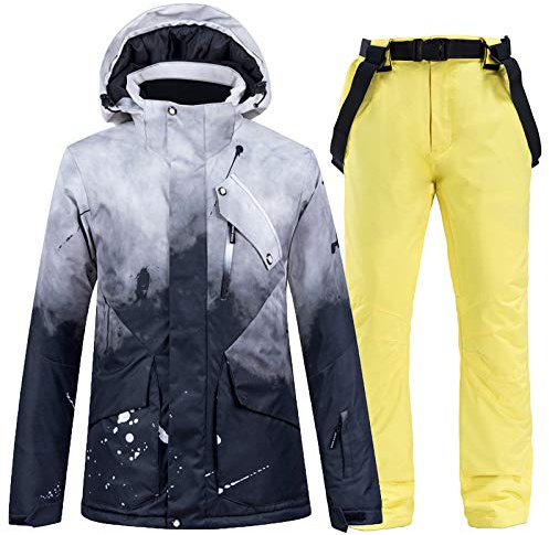GBZIJIE Giacca da Sci Pantaloni Set Warm Uomini e Donne Indossare la Neve Abbigliamento Snowboard Suit Set Impermeabile Antivento Costume Invernale Giacca da Sci + Cinturino(Blue,3XL)