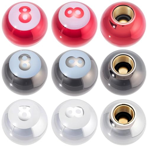 SOFPLATE 12Pcs 3 Colors 8 Ball Tire Caps Valve Stem Caps 7mm Universal Copper Core Red Gray Silver Dustproof Wheel Tire Valve Stem Covers for Cars SUV Trucks Bikes Motorcycles Bicycles Decoration