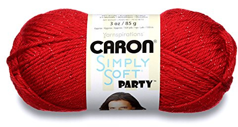 Caron Simply Soft Party Yarn, 3 oz, Medium Worsted 4 Gauge, - Rich Red - For Crochet, Knitting & Crafting