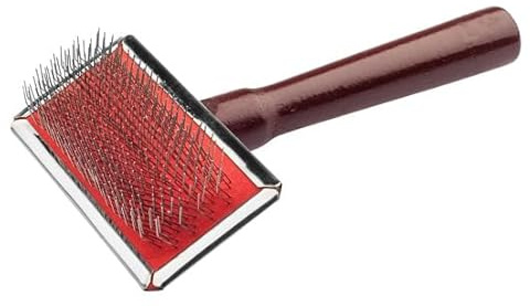 EHASO Extra Lifetime Soft Hundebürste klein, sanfte Fellpflege für kurzes und mittellanges Fell mit rostfreien Drahtstiften und ergonomischem Holzgriff für das entfernen von Unterwolle