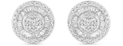 Amazon Essentials Sterling Silver Diamond Round Stud Earrings (0.5 cttw)