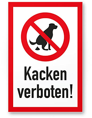Komma Security Hundeschild Kacken Verboten - Wiese Schild Hunde kacken verboten - Verbotsschild Hundeverbotsschild Verbot Hundeklo Hundekot Hundehaufen