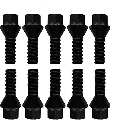 10 Radschrauben Radbolzen schwarz Kegelbund M14x1,5 43mm