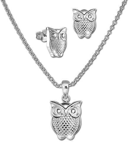 Teenie-Weenie Eule Kette und Ohrringe Kinder Schmuck-Set 925er Silber SDS49133