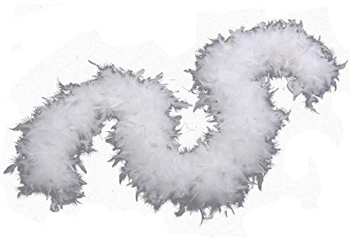 Flydreamfeathers 100 g Chandelle Federboa in über 10 Farben, ideal für Party, Hochzeit, Kostüm 72 inch long, 8-9 inch wide weiß