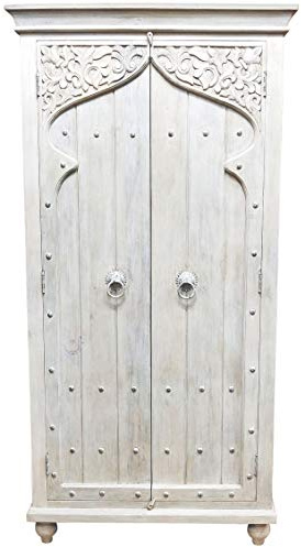 Orientalisches Highboard Jenin modern aus Mangoholz in Weiß 190 cm