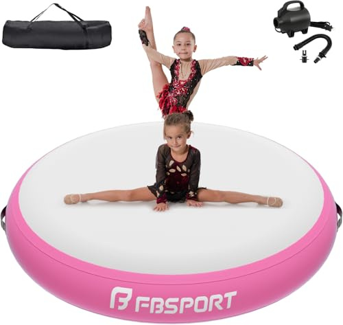 FBSPORT Airspot Aufblasbare Airtrack Matte Turnmatte Air Barrel | 10/20/30cm Höhe, 70/100/140cm Durchmesser, Tumbling Matte für Turntraining, Sprungübungen, stoßdämpfend, mit Pumpe