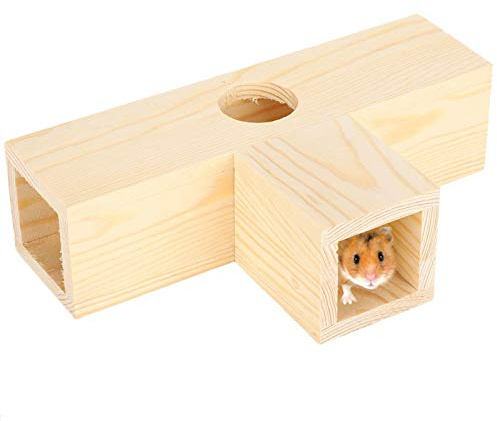 Pssopp Hamster Tunnelhaus Naturholztunnel Röhrentunnel Hamsterkäfig Spielzeug Kleine Haustiere Haus Haus Training Übung Spielplatz Spielzeug für Hamster Mäuse Rennmäuse