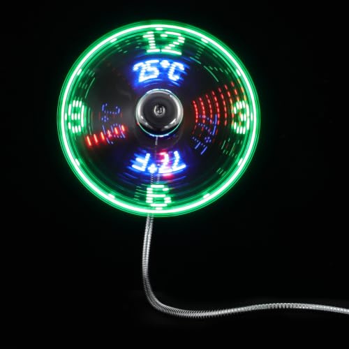 SOLUSTRE Usb-ventilator Mit Led-uhr Und Temperaturanzeige Mini-computerlüfter Aus Pvc-material Flexibler Schwanenhals Für Heim Und Büronutzung Kompatibel Mit Usb-schnittstelle Für Laptops u