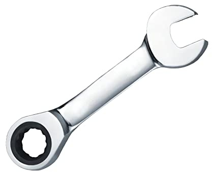 Leliafleury Stubby Ratchet Spanner 17mm, Short Combination Ratcheting Wrench, Mini Open End Spanner, Small Metric Home Tools for Repair Bicycle