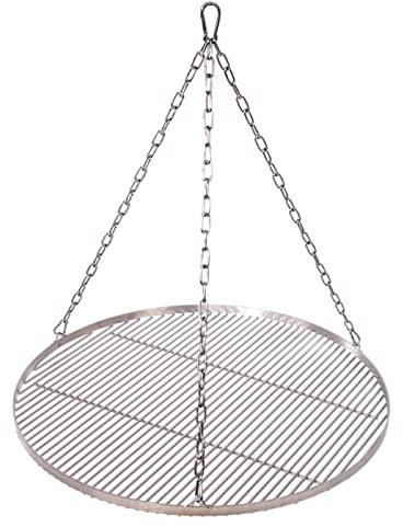 Grillrost Ø 70 cm mit Kette Edelstahl 6 mm Grillstabdicke/Stababstand 10 mm für Schwenkgrill BBQ Dreibein