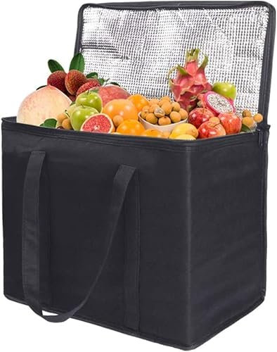 Kühltasche,30L Picknicktasche Lunchtasche Kühltasche Eistasche Mittagessen Tasche Thermotasche Isoliertasche für Lebensmitteltransport Schwarz