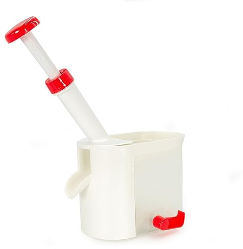 Intirilife Kirschentkerner Kirschkernbohrer aus Kunststoff in Weiß - Rot - 24 x 11.5 x 28 cm - Kirschentsteinerum leichten Entfernen von Frucht- und Obstkernen