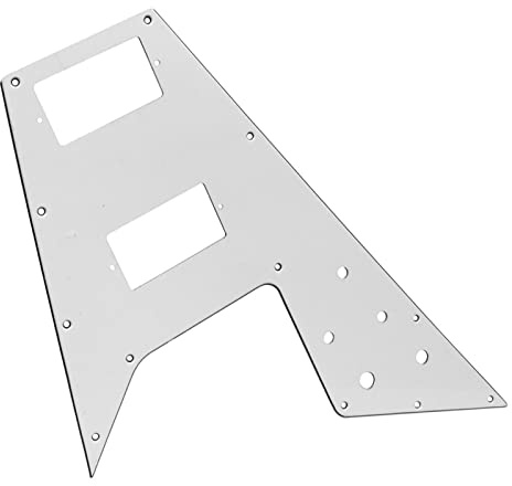 E-Gitarren-Schlagbrett Flying V Pickguard E-Gitarren-Kratzplatte, Weiß, 3-lagig, Für Austausch Von Gitarrenteilen