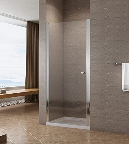 Nischentür Glastür Dusche 70 cm Duschtür Nische Schwingtür Pendeltür 6 mm ESG Klarglas Nano Beschichtung Verstellbereich von 70-73,5 cm Chromoptik beidseitig montierbar Höhe 197 cm