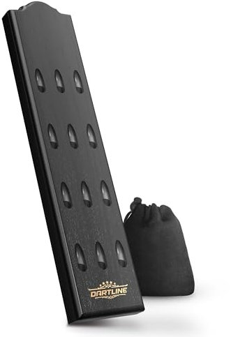 DARTLINE® Dart Halter aus Holz für 12 Darts | Edle Dartpfeile Halterung zur Aufbewahrung von Steeldarts und Softdarts | Premium Dartzubehör (Black Matte Finish, Längliche Form)
