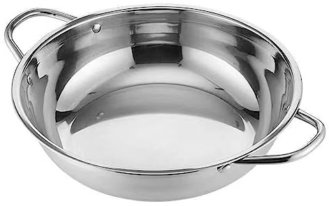 Bafnsiji Poêle de Cuisson en Acier Inoxydable, Poêle à Paella à Induction en Acier Inoxydable, Poêle à Paella avec poignées, Grande poêle à Frire de 32 cm, Chaudron en Acier Inoxydable