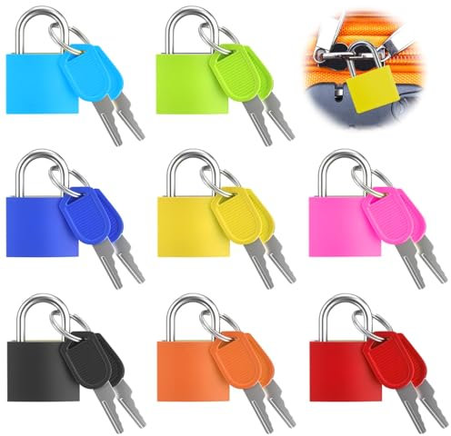 Kofferschloss mit Schlüssel, 8 Stück Gepäckschlösser, Bunt Vorhängeschloss mit Schlüssel für Gepäck Tasche Reisekoffer Werkzeugkasten Kabinett (8 Farben)