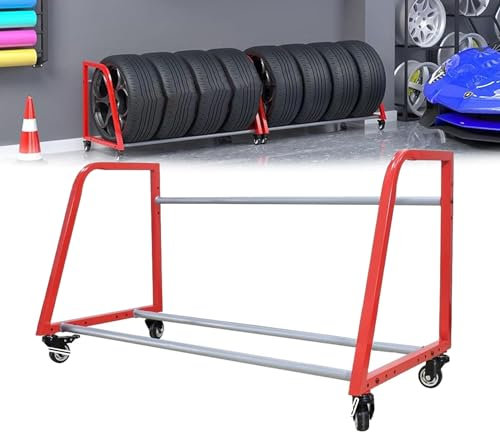 DPLXFPP Verstellbarer Metall-Reifen-Organizer, Wand-Autoreifen-Regal, Präsentationsständer, Metall-Hochleistungs-Reifen-Garage-Ständer, für Werkstatt, Carport, 127 × 60 cm/ 50 × 23,6 Zoll,Floorstyle