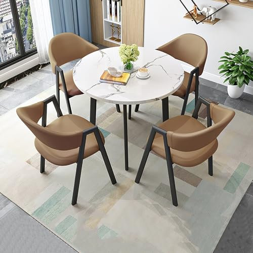 Esstisch Mit 4 Stühlen Set,Platzsparender Runder 4-Sitzer-Café-Tisch,Rezeption Besprechungstisch Mit Stühlen Kombination,Verhandlungstisch,Konferenztisch,Für Zuhause,Küche,Bibliothek,Büro,Lounge ( Col