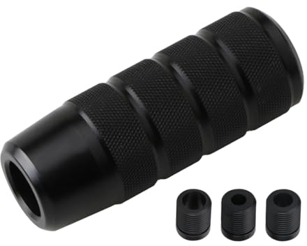 Osilly 95mm/3.74 Car Shifter Knob, Aluminum Weighted Automotive Gear Shift Manual knobs Lever with 3 Threaded Adapters M8 M10 M12 x 1.25, Universal for Vehicle（Black）