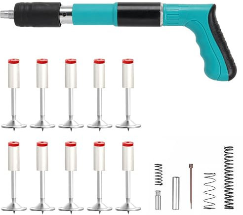 Pistola de uñas con clavos redondos, mini pistola de clavos manual para acero y hormigón, silenciador portátil, pistola de uñas de acero, herramienta de perno para pared de cemento, hogar (verde A)