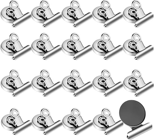Clips Magnétiques,20 Pièces Agrafes Magnétiques en Métal Aimant de Réfrigérateur Clips Frigo Clips Pinces Aimant Frigo pour Tableau Blanc,Photos,Notes,Cartes 31mm