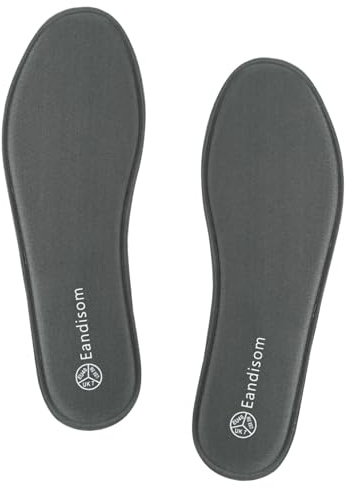 Eandisom Innersulor i minnesskum för kvinnor – bekväma innersulor och vadderade innersulor, ersättningsskoinlägg för löparskor, sneakers, träningsskor, arbetsskor, stövlar, grå UK 6