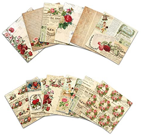 Bloc de papel vintage para scrapbook, papel de scrapbooking vintage, álbum de cuentas de mano, pegatinas decorativas retro, pegatinas de una sola cara de la colección de cartón antiguo retro natural