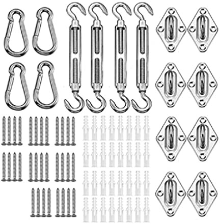 80 Pcs Sun Shade Sail Canopy Fitting 5/6mm for Rectangle Sun Shade Sail Installation Awning Attachment Set for Outdoors sun shade sail hardware kit rectangle heavy duty stainless steel (6mm )