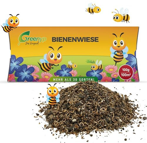 Greenyp Bienenwiese Blumenmischung I für bis zu 100m² I 100g I Blumensamen - Bienen & Hummelmagnet I Premium Saatgut für bunte Blumenweide I bienenfreundliche Blumensamen Mischung ein- und mehrjährig