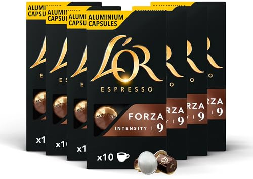 L'OR Espresso Forza Coffee Pods, 7 Packs, Total 70 Coffee Capsules