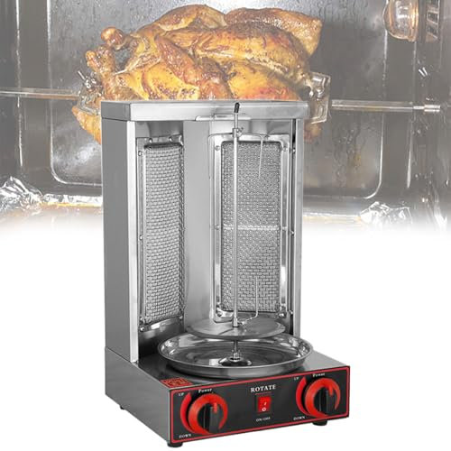 Beachtiful Máquina de Parrilla, Máquina de Kebab Doner de Gas GLP, Parrillas Giratorias, Parrilla Vertical Pastor, para Pollo Asado, Asado de Pavo, Tacos, Asado, Carne de Res,Dual