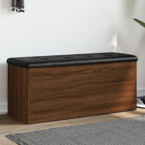 Homgoday Aufbewahrungsbank aus brauner Eiche, 102 x 42 x 45 cm, aus mehrschichtigem Holz, Dekor für Möbel, Gartenbank, robuste Bank für Balkon, Terrasse & Garten